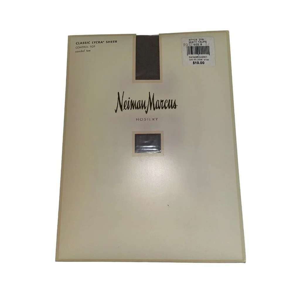 Vtg Neiman Marcus Style 216 Sz B Off Black Control Top Sandal Toe Pantyhose NOS